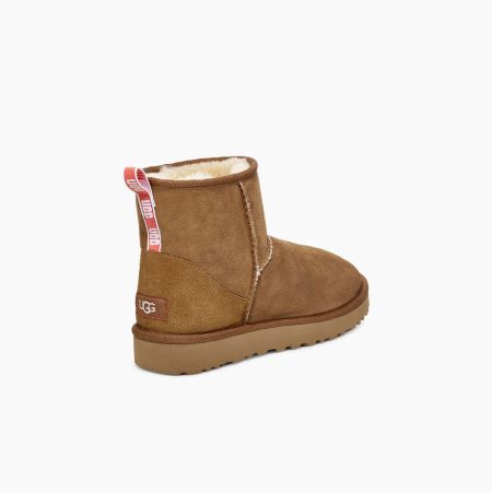 UGG Classic Mini II Graphic Logo Brown/Coral Boots for Women (SPQL16038)